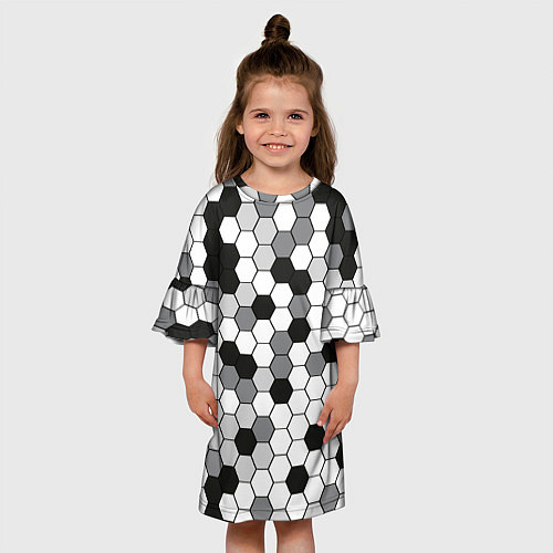Детское платье Камуфляж гексагон серый / 3D-принт – фото 3