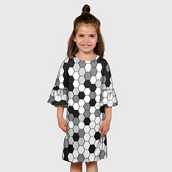 Платье клеш для девочки Камуфляж гексагон серый, цвет: 3D-принт — фото 2