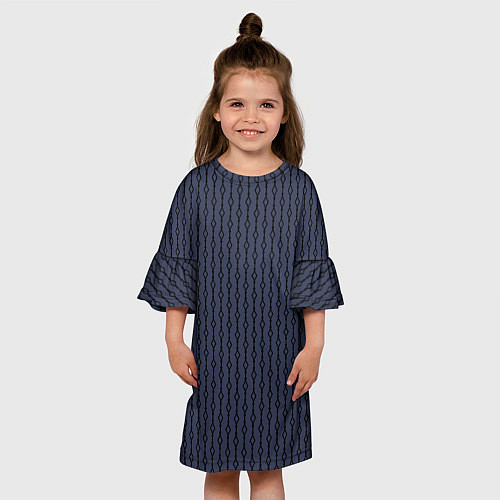Детское платье Чёрный узор на серо-синем / 3D-принт – фото 3