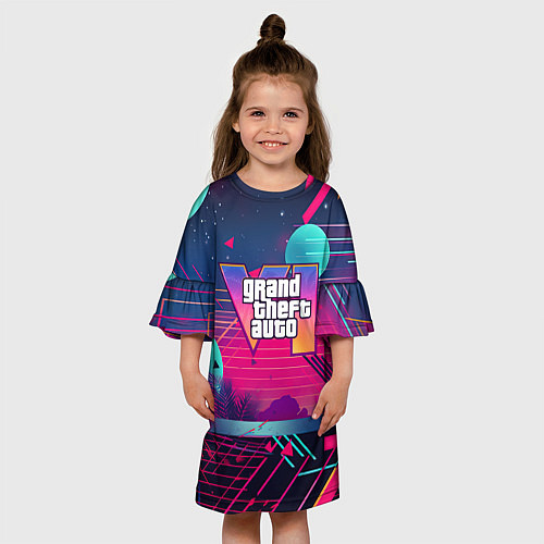 Детское платье GTA 6 логотип и абстракция / 3D-принт – фото 3