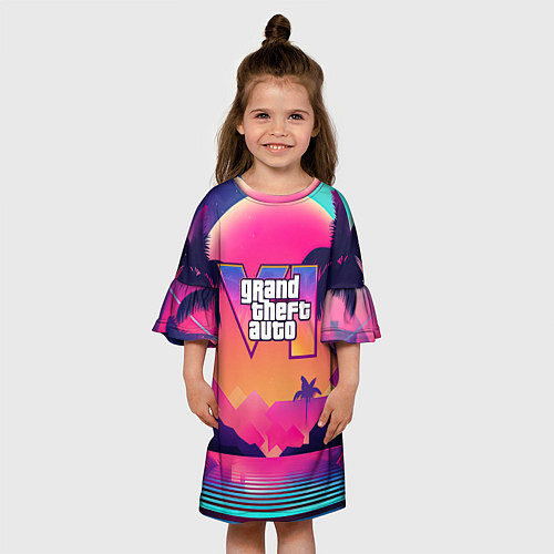 Детское платье GTA 6 закат солнца / 3D-принт – фото 3