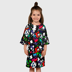 Платье клеш для девочки Geometry dash alllogo, цвет: 3D-принт — фото 2