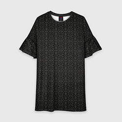 Платье клеш для девочки Ажурный чёрно-серый, цвет: 3D-принт
