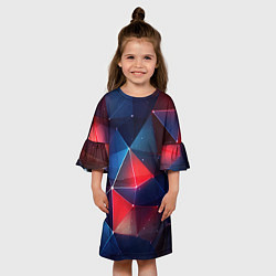 Платье клеш для девочки Синяя геометрическая абстракция, цвет: 3D-принт — фото 2