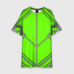 Детское платье Белые полосы на зелёном фоне