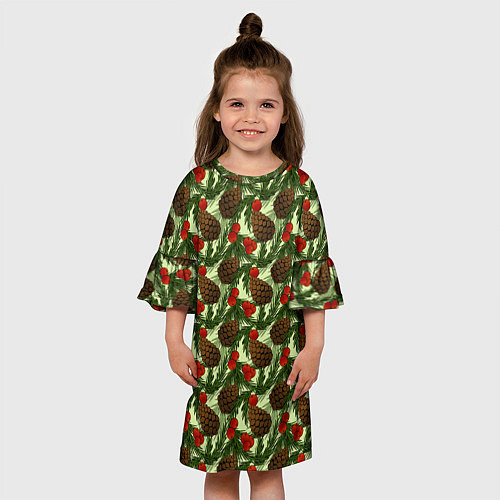 Детское платье Еловые шишки с клюквой / 3D-принт – фото 3