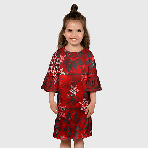Детское платье Рождественские узоры снежинки / 3D-принт – фото 3