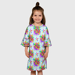 Платье клеш для девочки Биткойн и цветок, цвет: 3D-принт — фото 2