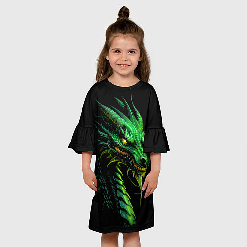 Детское платье Зеленый дракон иллюстрация / 3D-принт – фото 3