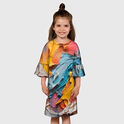 Платье клеш для девочки Абстрактная живопись акрилом, цвет: 3D-принт — фото 2