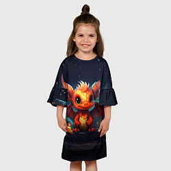 Платье клеш для девочки Новогодний дракончик 2024, цвет: 3D-принт — фото 2
