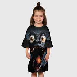 Платье клеш для девочки Удивленный черный дракон, цвет: 3D-принт — фото 2