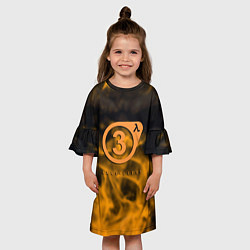 Платье клеш для девочки Half life orange flame valve, цвет: 3D-принт — фото 2