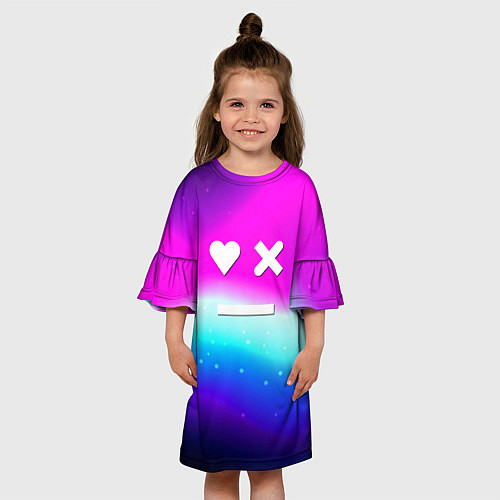 Детское платье Love death robots neon gradient serial / 3D-принт – фото 3