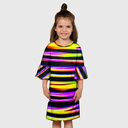Детское платье Цветные неоновые полосы / 3D-принт – фото 3