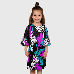 Платье клеш для девочки Пиксельные узоры камуфляжа, цвет: 3D-принт — фото 2