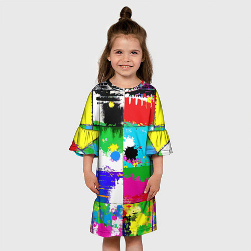 Детское платье Абстракция - пэчворк / 3D-принт – фото 3