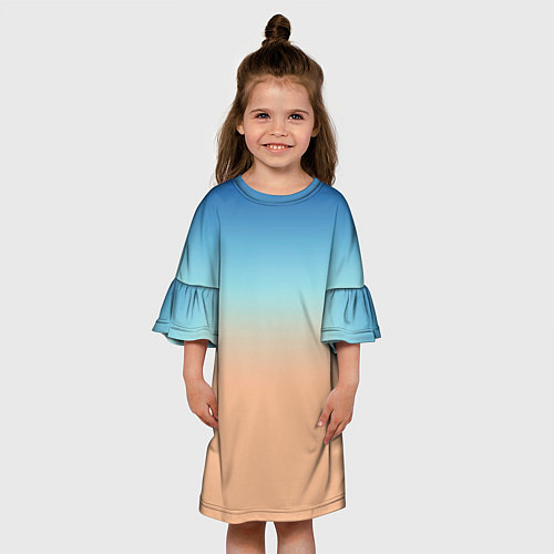 Детское платье Сине-бежевый градиент / 3D-принт – фото 3