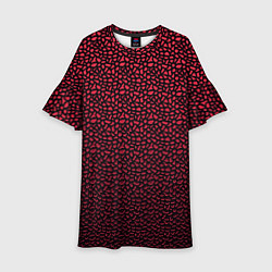 Платье клеш для девочки Тёмно-красный объёмный паттерн, цвет: 3D-принт