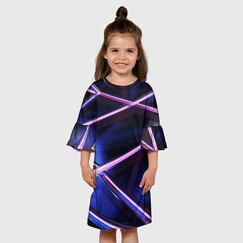 Детское платье Фиолетовая геометрическая абстракция / 3D-принт – фото 3
