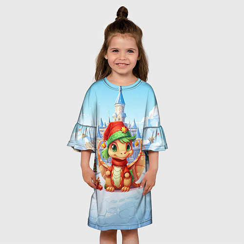 Детское платье Дракон новогодний городок / 3D-принт – фото 3