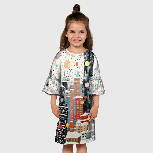 Детское платье Новогодний город / 3D-принт – фото 3