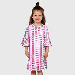 Платье клеш для девочки Полосы из сердечек, цвет: 3D-принт — фото 2