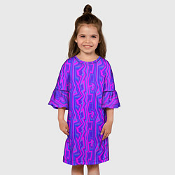 Платье клеш для девочки Розовые зигзаги, цвет: 3D-принт — фото 2