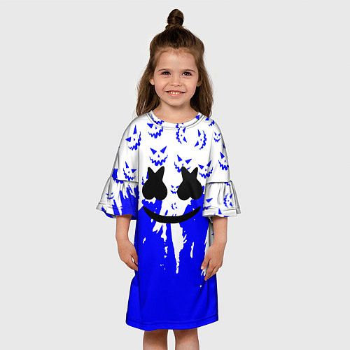 Детское платье Marshmello dj blue pattern music band / 3D-принт – фото 3