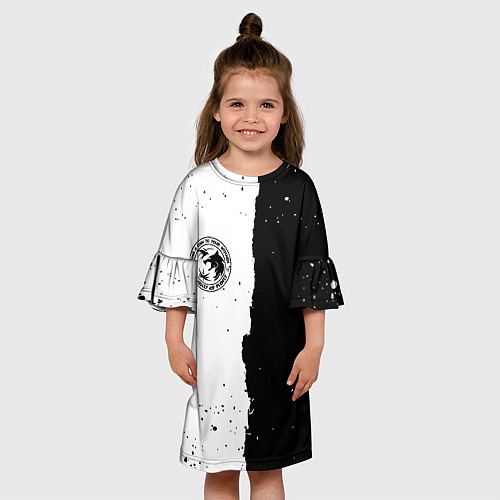 Детское платье Ведьмак лого черно белые / 3D-принт – фото 3