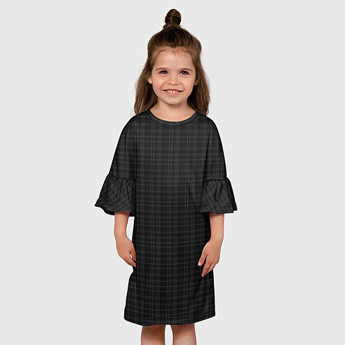 Детское платье Тёмно-серый клетчатый / 3D-принт – фото 3