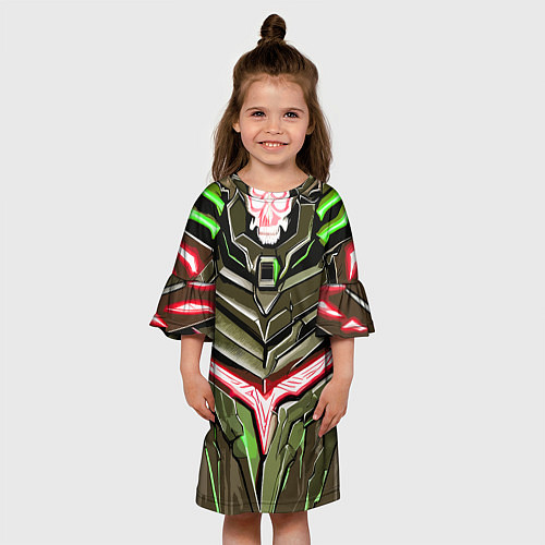 Детское платье Броня зелёная и красная / 3D-принт – фото 3