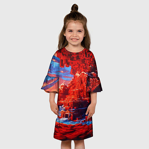 Детское платье Город в стиле майнкрафт / 3D-принт – фото 3