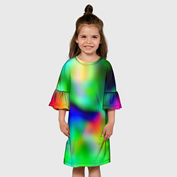 Платье клеш для девочки Психоделический неоновый градиент, цвет: 3D-принт — фото 2