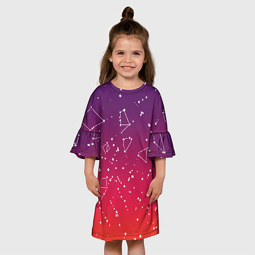 Детское платье Созвездия в розовом небе / 3D-принт – фото 3