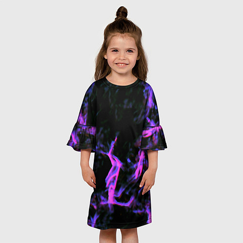 Детское платье Неоновая текстура разрывы текстура / 3D-принт – фото 3