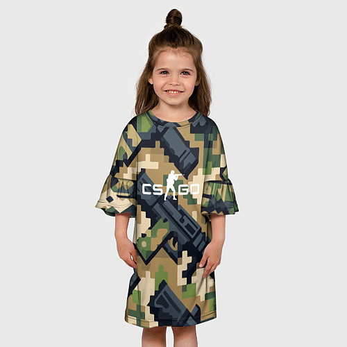 Детское платье Counter Strike - pixel military pattern / 3D-принт – фото 3