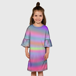 Платье клеш для девочки Голографические неоновые полосы, цвет: 3D-принт — фото 2
