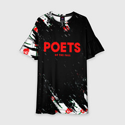 Платье клеш для девочки Poets of the fall розы лого краски, цвет: 3D-принт