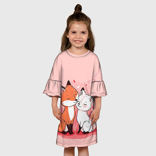 Детское платье Влюбленные милые лисички / 3D-принт – фото 3