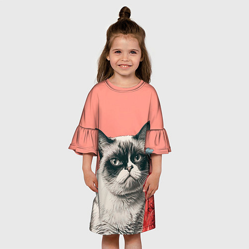 Детское платье Недовольный кот в день Святого Валентина / 3D-принт – фото 3