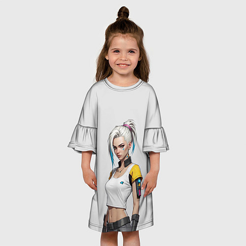 Детское платье Девушка в белом топе Cyberpunk 2077 / 3D-принт – фото 3