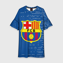 Платье клеш для девочки Футбольный клуб Барселона - логотип крупный, цвет: 3D-принт