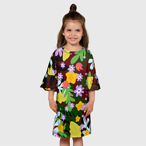 Детское платье Гавайская цветочная расцветка / 3D-принт – фото 3