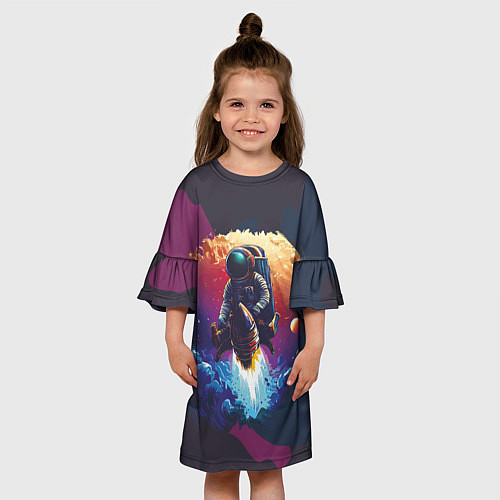 Детское платье Космонавт на ракете в галактике / 3D-принт – фото 3
