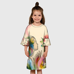 Платье клеш для девочки Очертания девушки, цвет: 3D-принт — фото 2