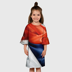 Платье клеш для девочки Белая синяя красная абстракция, цвет: 3D-принт — фото 2