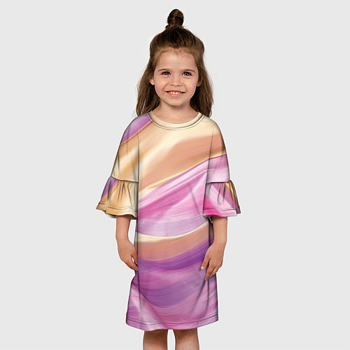 Детское платье Нежный розовый и желтый / 3D-принт – фото 3