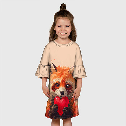 Детское платье Лисичка держит сердце 14 февраля / 3D-принт – фото 3