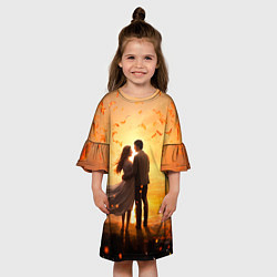 Платье клеш для девочки Влюбленная пара на закате, цвет: 3D-принт — фото 2